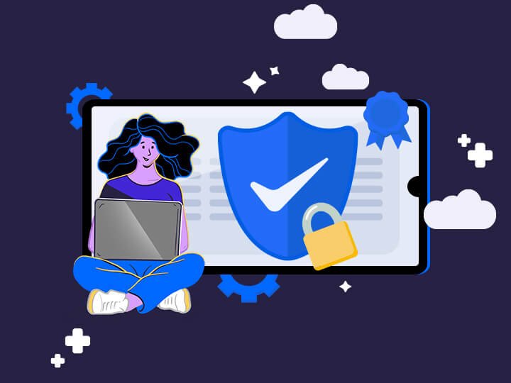 woman-with-laptop-and-mobile-device-showing-approved-security-symbols